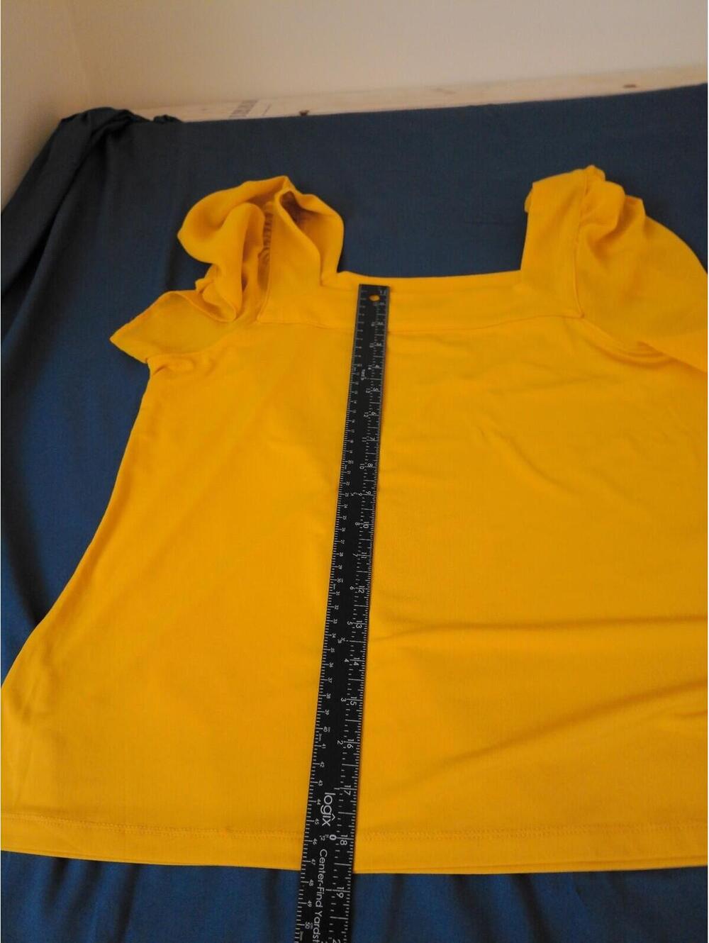 Calvin Klein Blouse Top Womens Yellow Size M Flutter Sleeve Square Neck - Picture 6 of 6